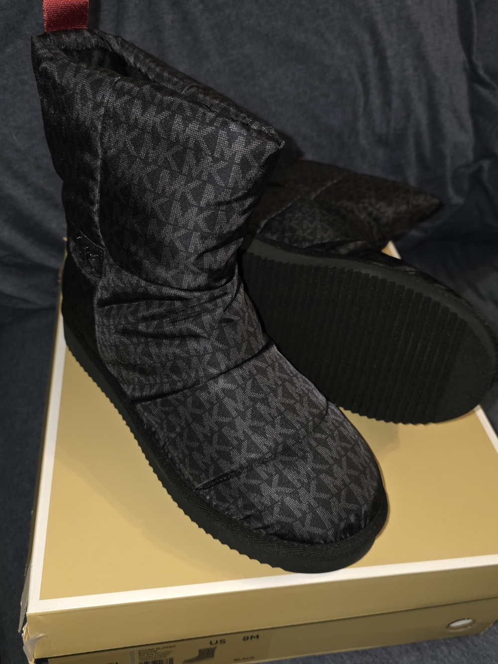 Michael Kors Black Monogram Quilted Winter Boots